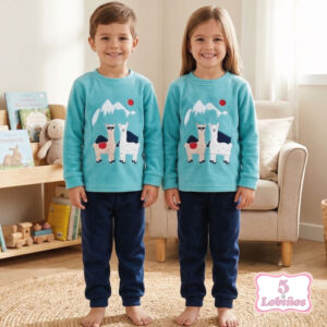 pijama niños polar invierno llamas verde