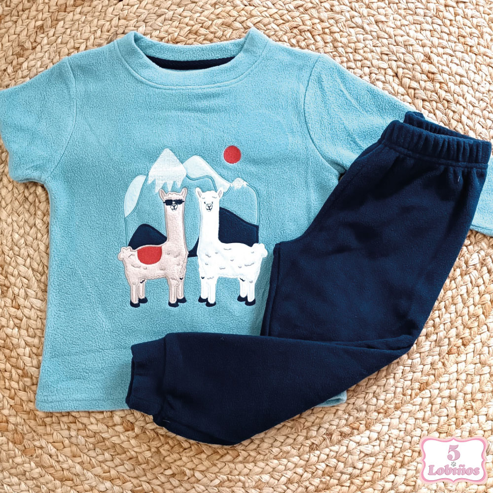 pijama polar verde y marino zippy invierno