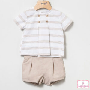 conjunto bebe niño blusa rayas tostado coco acqua verano 2024