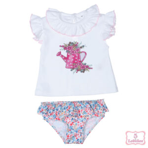 conjutno baño bebe niña flores popys verano 2024