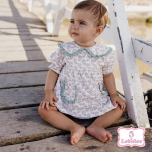 Vestido bebe floral vichy verde popys verano 2025