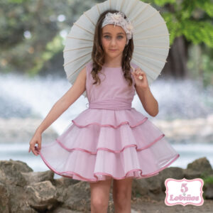 vestido niña emily volantes rosa nekenia verano 2025