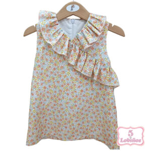 vestido niña lor miral flores salmón evasé verano 2025