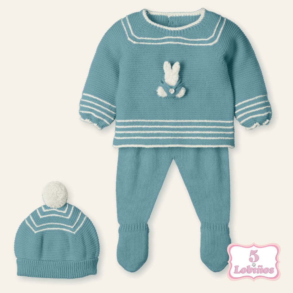 conjunto primeras puestas punto conejito verde musgo mac ilusion otoño invierno 2025-2026