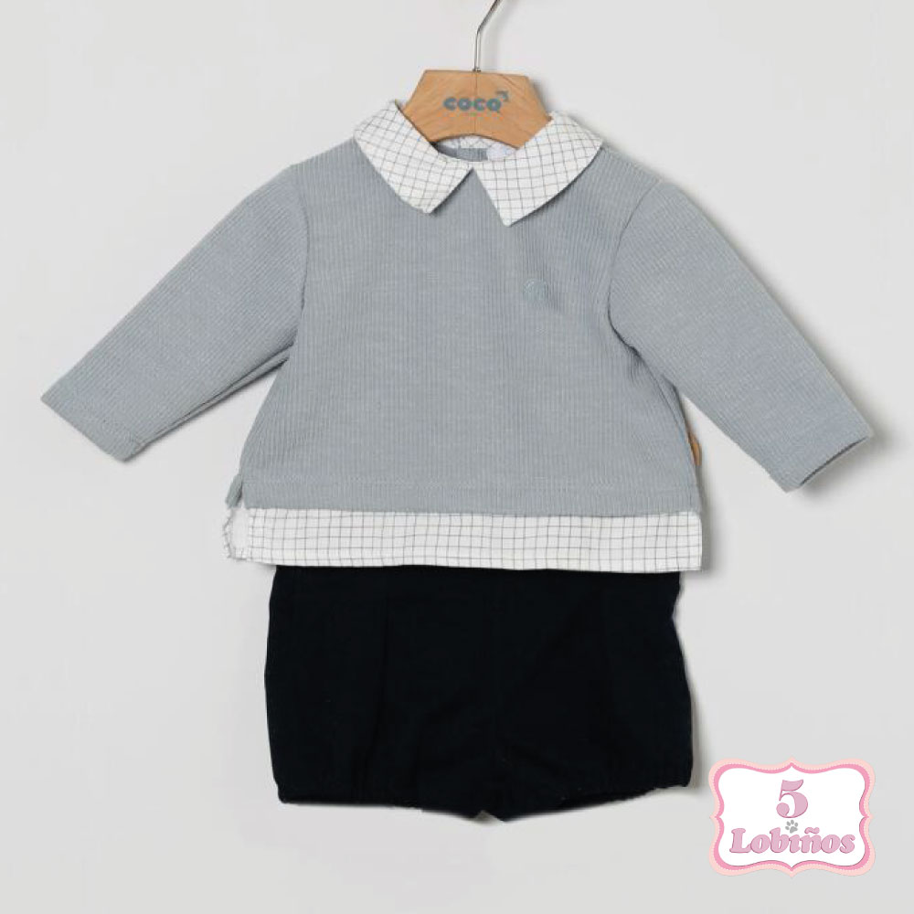 Conjunto bebe niño azul vichy coco acqua otoño invierno 2025 2026