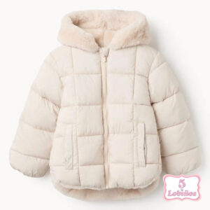 PARKA NIÑA ACOLCHADA BEIG PELO ZIPPY OTOÑO INVIERNO 2025 2026