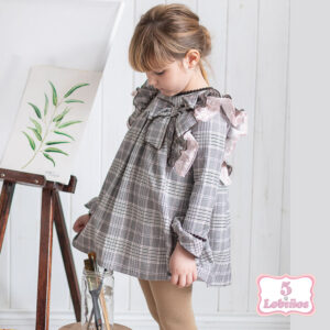 vestido niña cuadros gris y rosa coco acqua otoño invierno 2025 2026