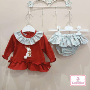 conjunto bebe niña conejito teja coco acqua otoño invierno 2025 2026