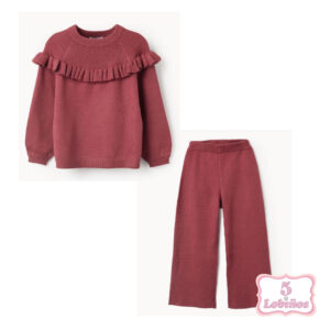 conjunto niña punto burdeos zippy otoño invierno 2025 2026