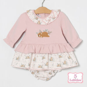 vestido bebe niña osito rosa palo coco acqua otoño invierno 2025 2026