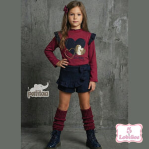 conjunto niña corazones burdeos invierno 2025 2026