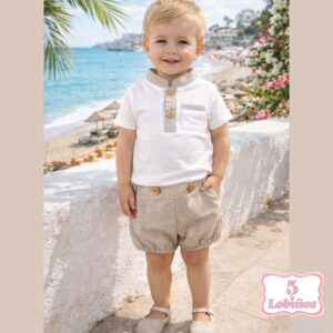 Conjunto bebe niño beig verano 2026