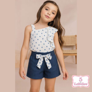 Conjunto niña flores azul verano 2026
