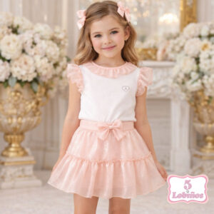 Conjunto niña gasa rosa verano 2026