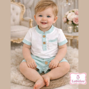 conjunto bebe niño rayas verde agua verano 2026