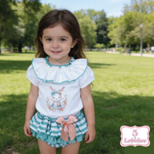 Conjunto bebe niña conejita rayas verano 2026 3