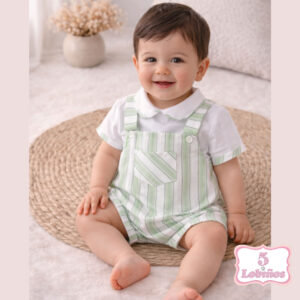 conjunto bebe niño rayas verde y blanco verano 2026
