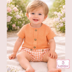Conjunto-bebe-niño-cuadros-mandarina-verano-2026
