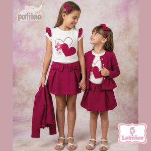 Conjunto niña corazones rosa patitaa verano 2026