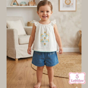 conjunto bebe niña flores bordadas zippy verano 2026
