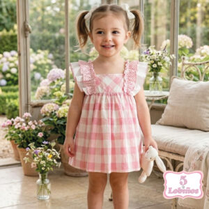 vestido bebe niña cuadros rosa miranda verano 2026