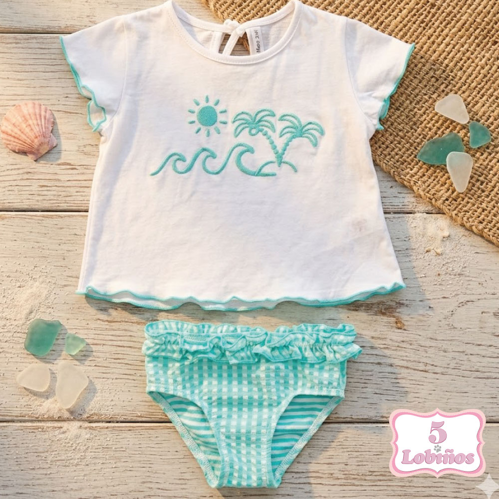 conjunto baño bebe niña palmeras verano 2026 1