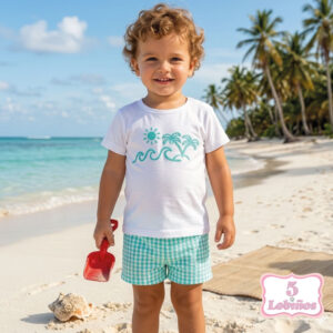 conjunto baño bebe niño palmeras verano 2026