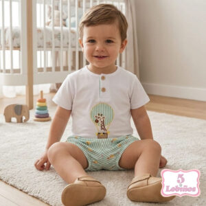 conjunto bebe niño jirafa y globo verano 2026