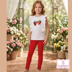 conjunto niña legging fresas verano 2026