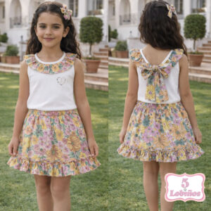 CONJUNTO NIÑA GASA FLORAL BRILLI