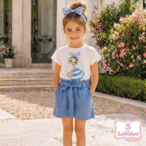 conjunto niña short azul verano 2026
