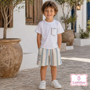 conjunto niño rayas multicolor verano 2026