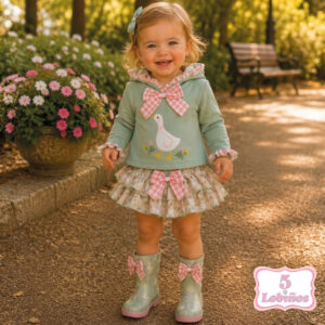 Conjunto bebe niña patitos verde agua otoño invierno 2026