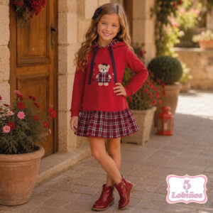 vestido niña algodón osita rojo otoño invierno 2026