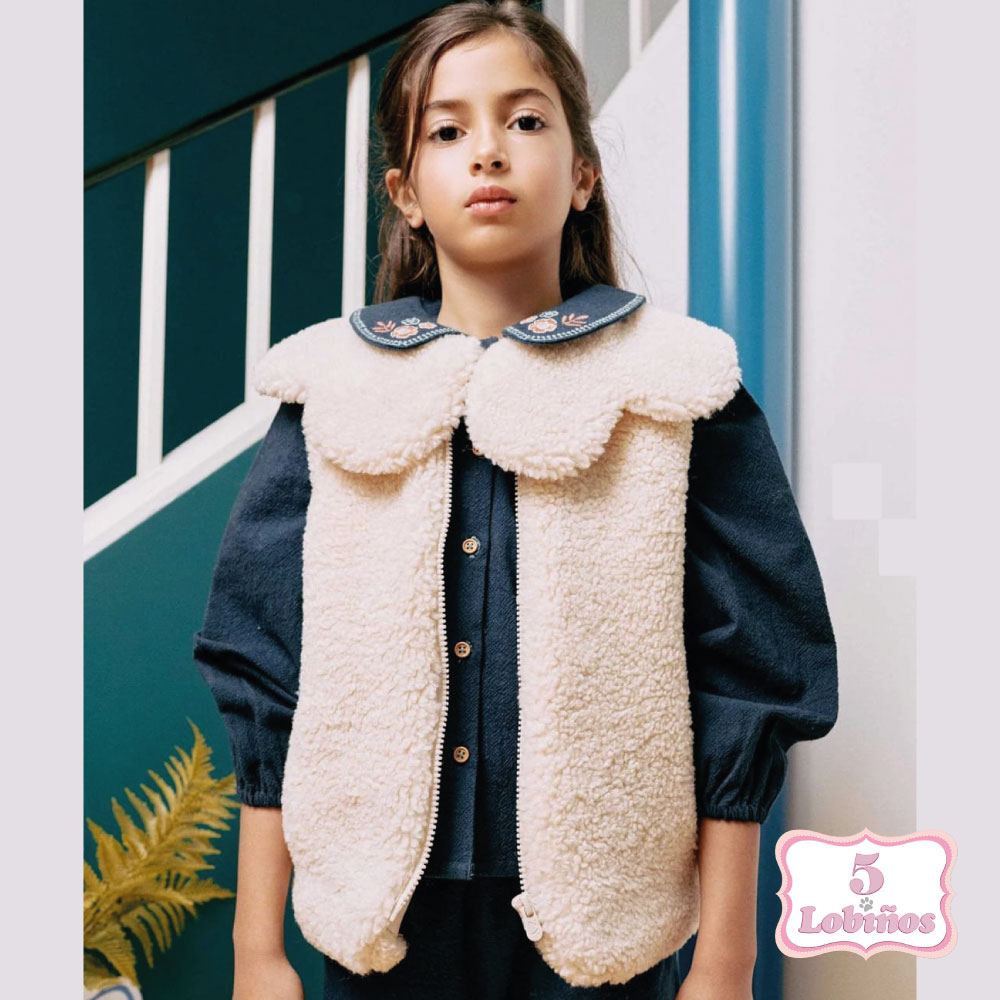 Chaleco niña sherpa crudo zippy invierno 2026