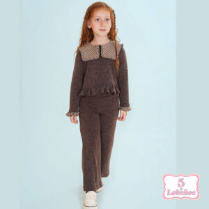 Conjunto niña punto luz chocolate nekenia y vera invierno 2026