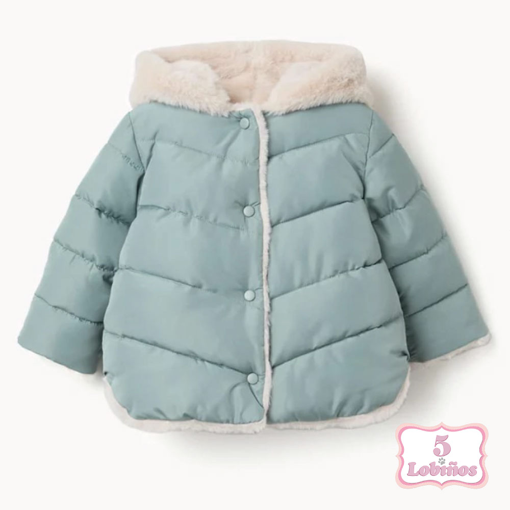 abrigo acolchado bebe niña verde claro zippy invierno 2026 1