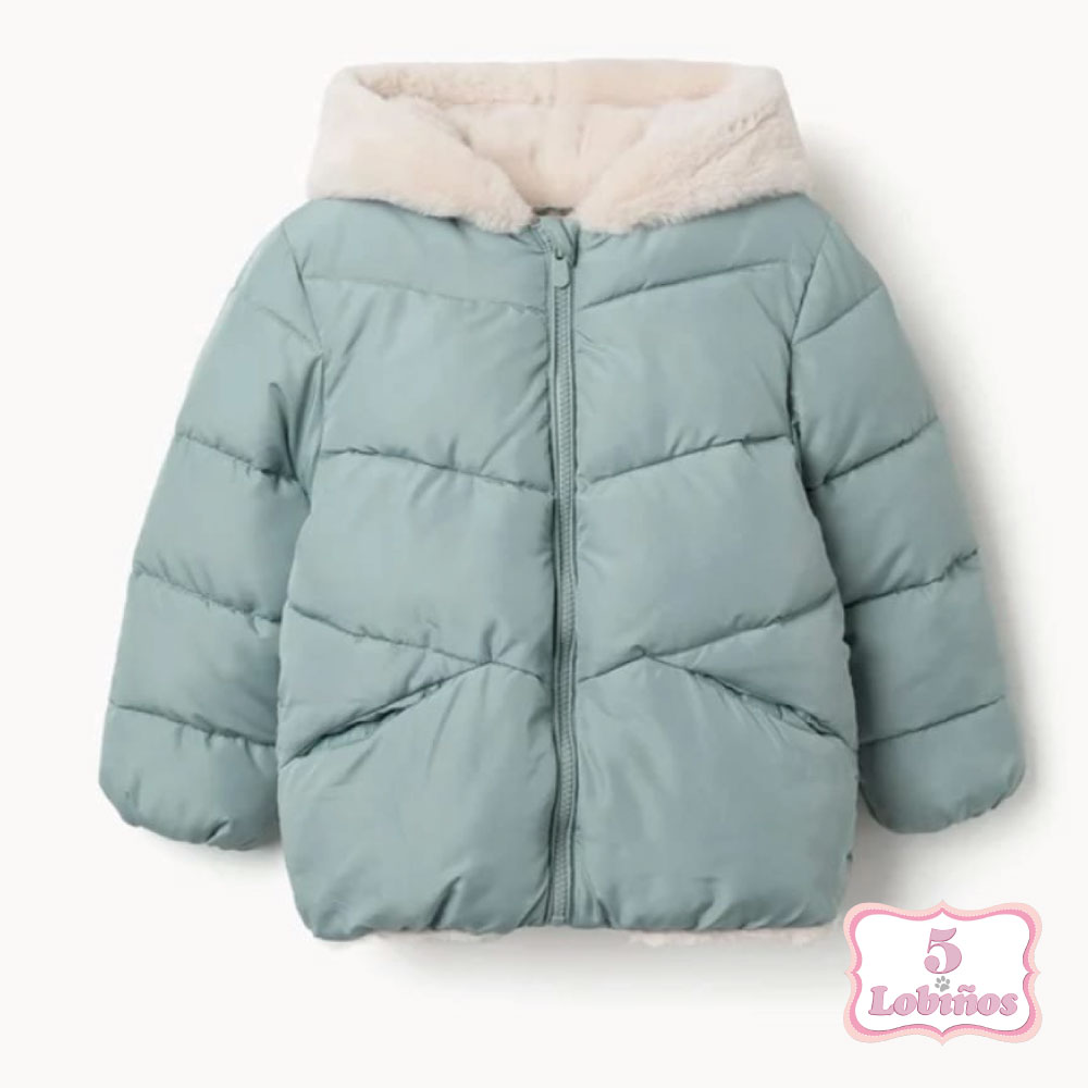 abrigo niña acolchado verde claro zippy invierno 2026 2