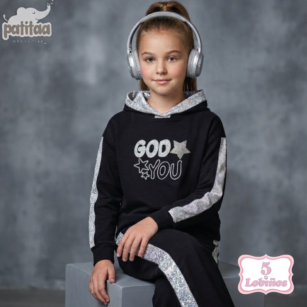chandal niña negro god you patitaa invierno 2026 2