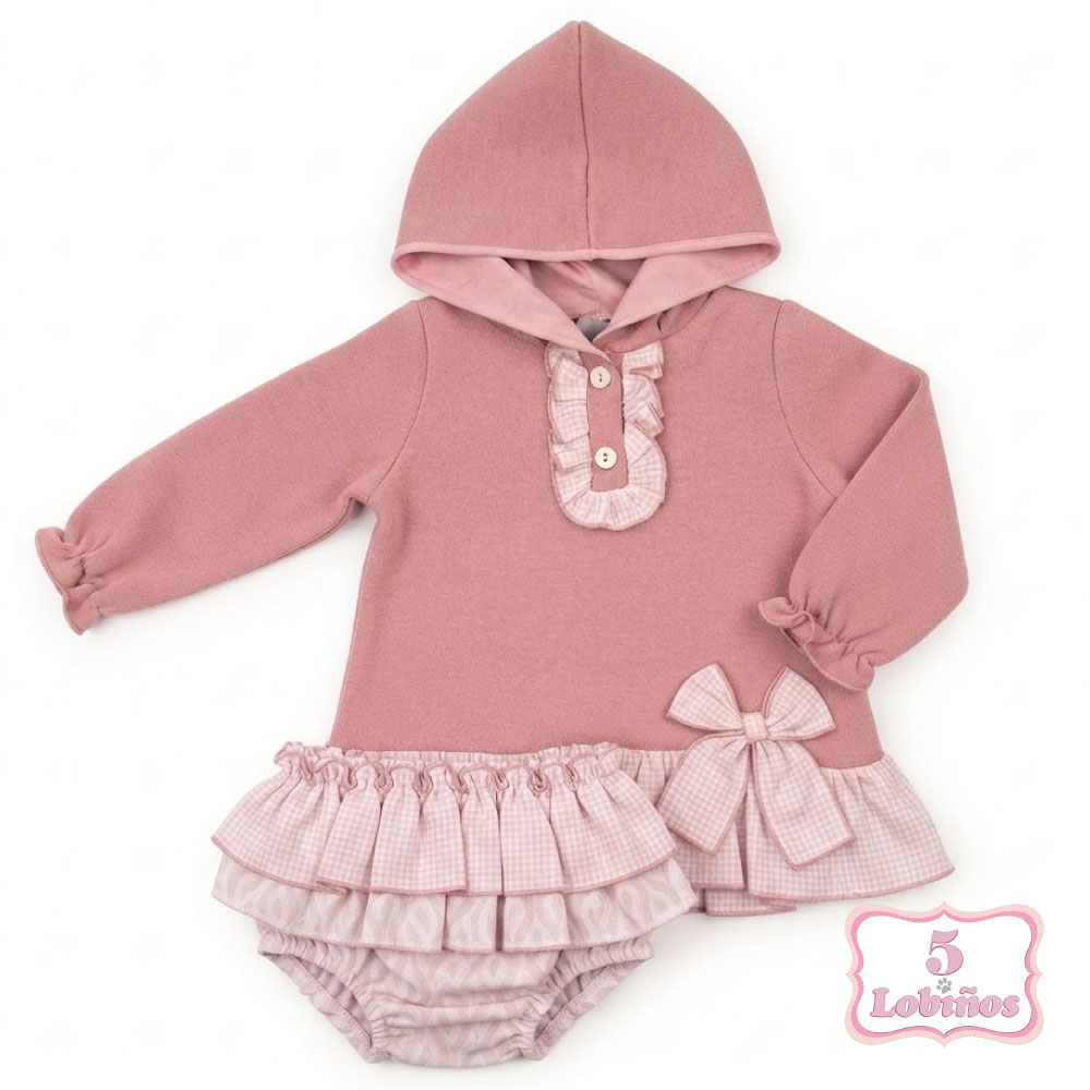 conjunto bebe niña rosa palo vichy invierno 2026 1 2