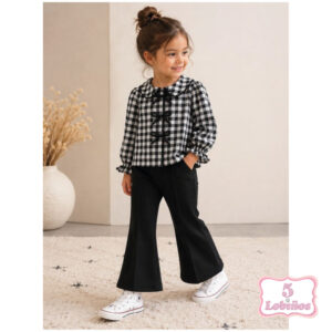 conjunto niña vichy negro invierno 2026