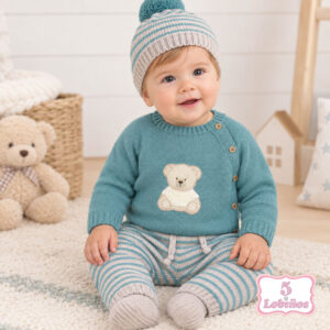 conjunto punto BORDADO OSITO musgo mac ilusion invierno 2026