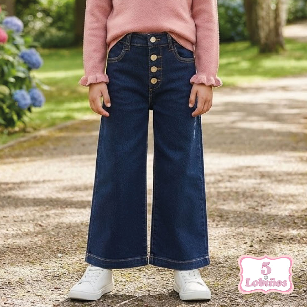 vaquero niña wide leg azul oscuro zippy invierno 2026