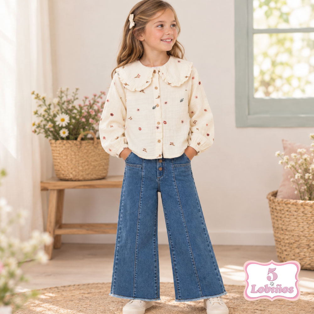 vaquero niña wide leg azul zippy invierno 2026