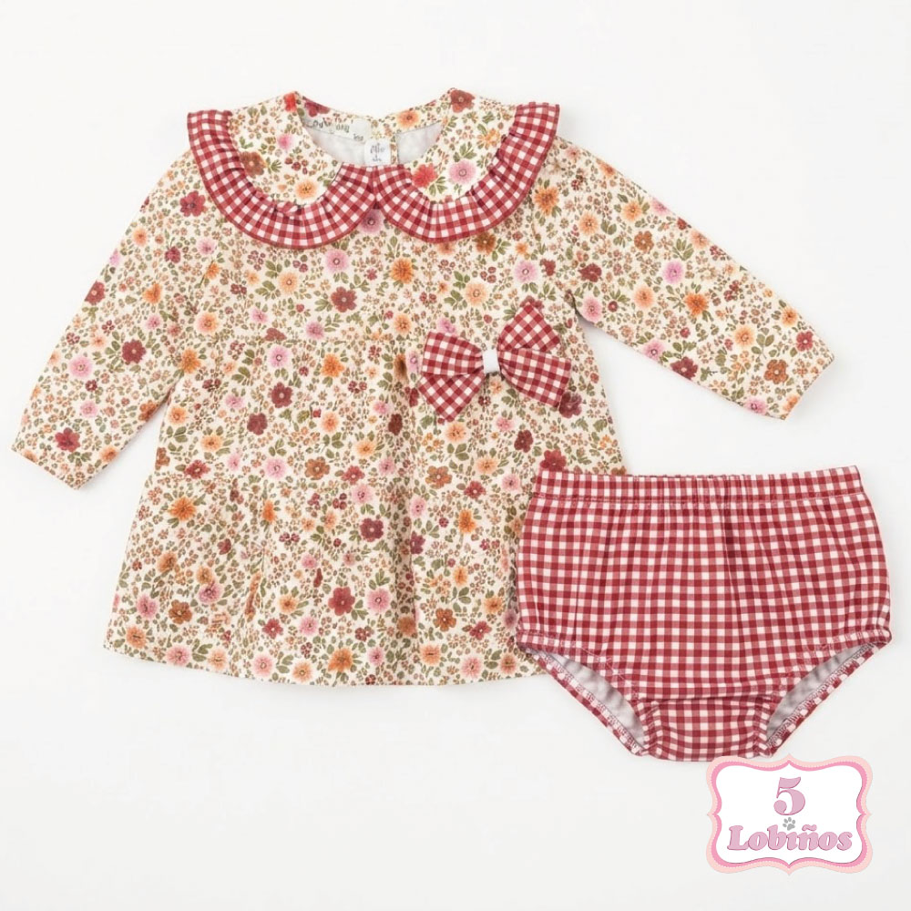 vestido bebe niña floral vichy invierno 2026 1