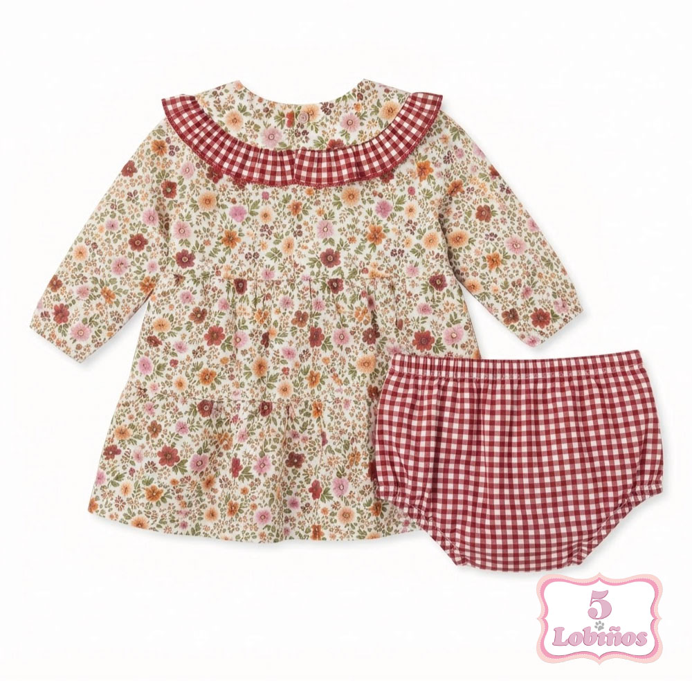 vestido bebe niña floral vichy invierno 2026 2