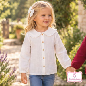 Blusa niña bambula blanca invierno 2026
