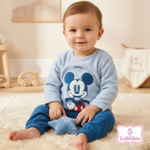 Pijama bebe coralina mickey azul zippy invierno