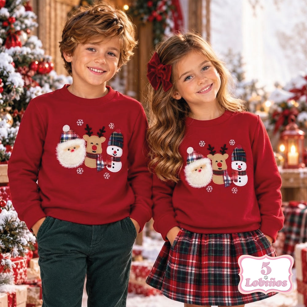 Sudadera navideña papa noel unisex niño y niña invierno 2026
