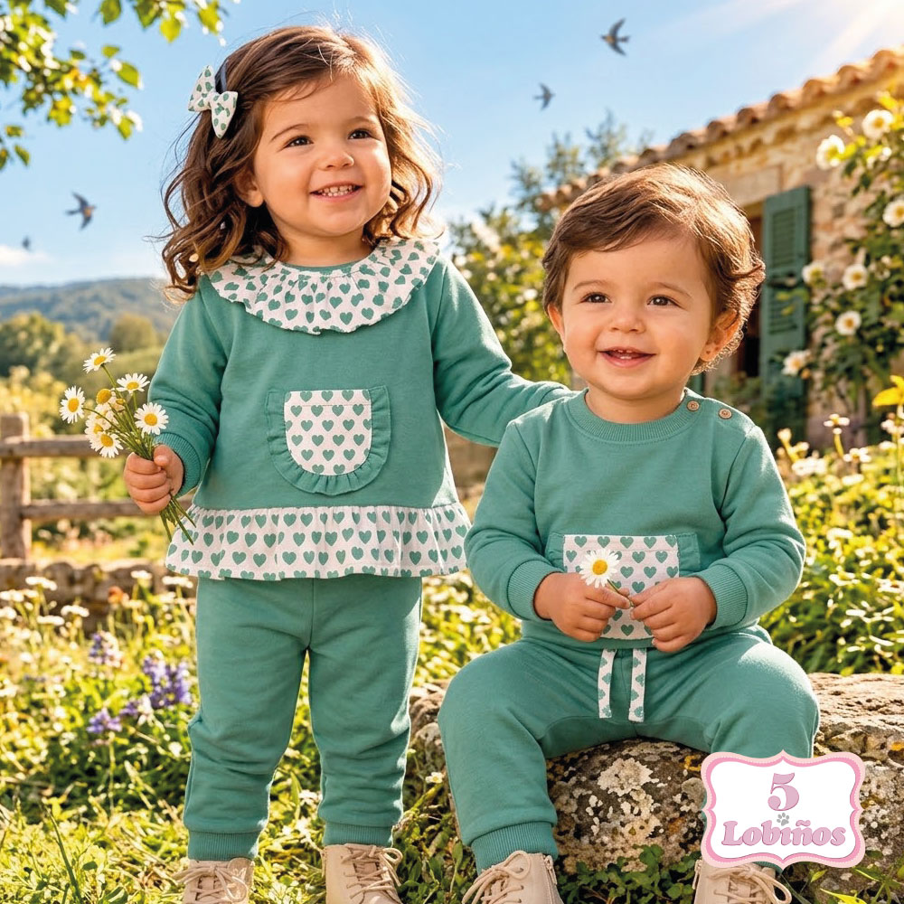 chandal bebe niña corazones verde invierno 2026 2